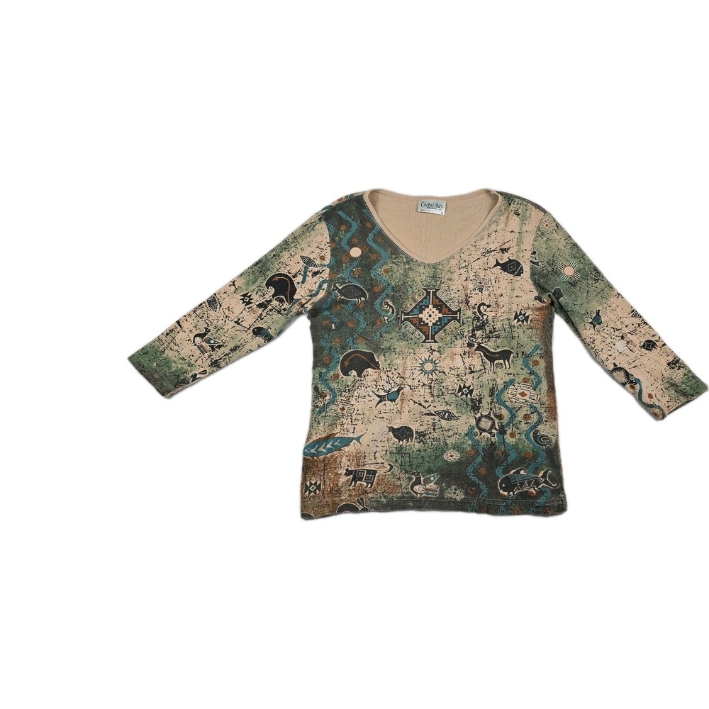 Cactus‎ Bay Apparel Rhinestone Women's Size Small USA Made Top Shirt